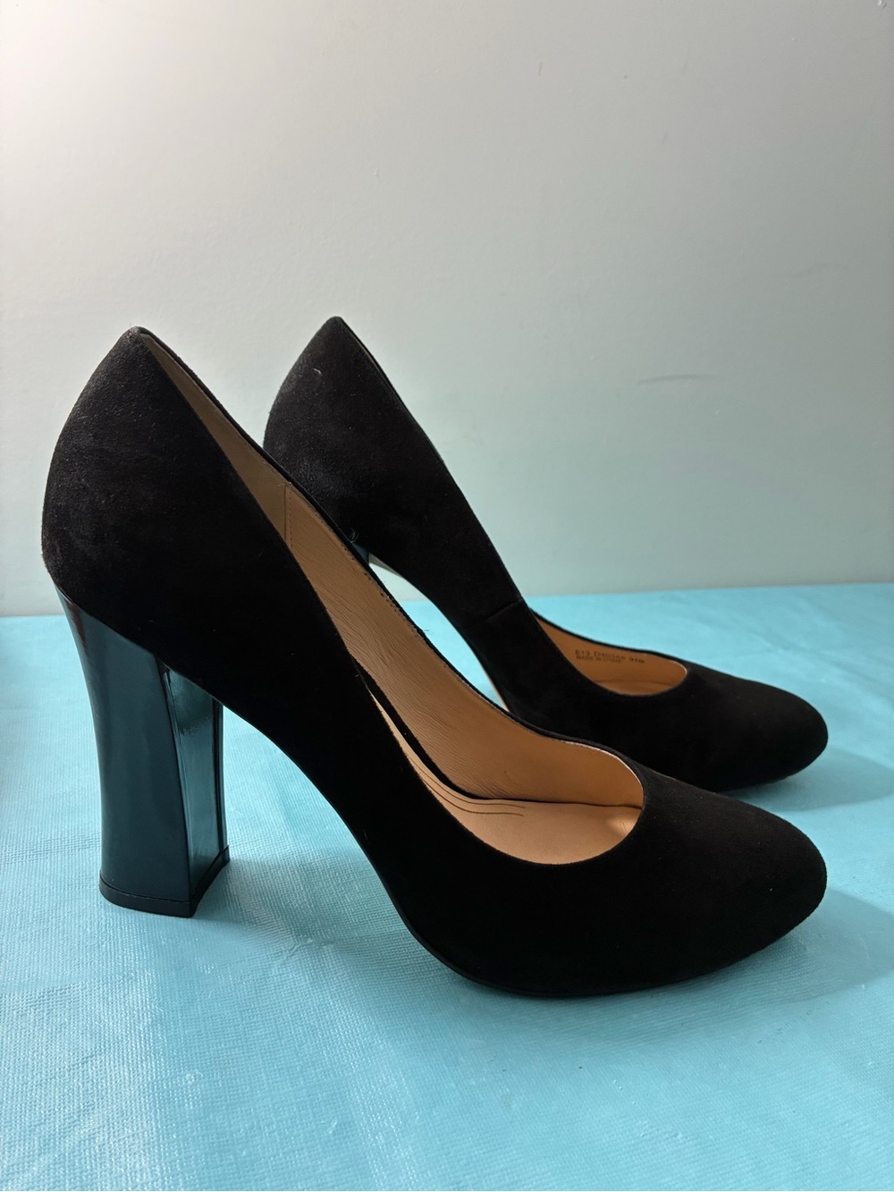 Cole Haan Chelsea Black Suede Block Heel Pumps Size 9.5